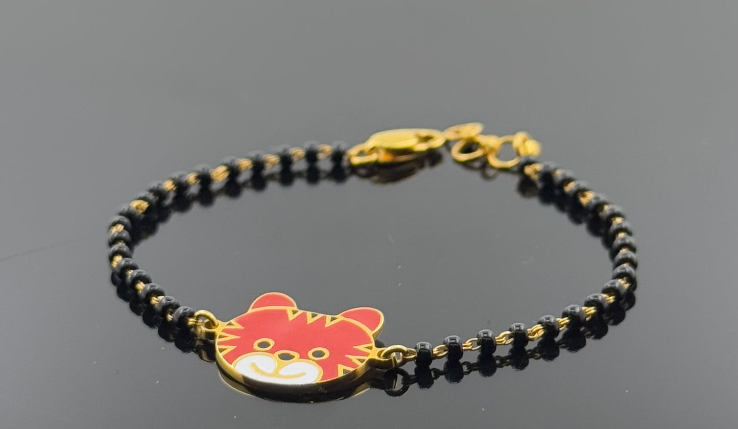 22k Children Black Bead Charm Bracelet BBB25