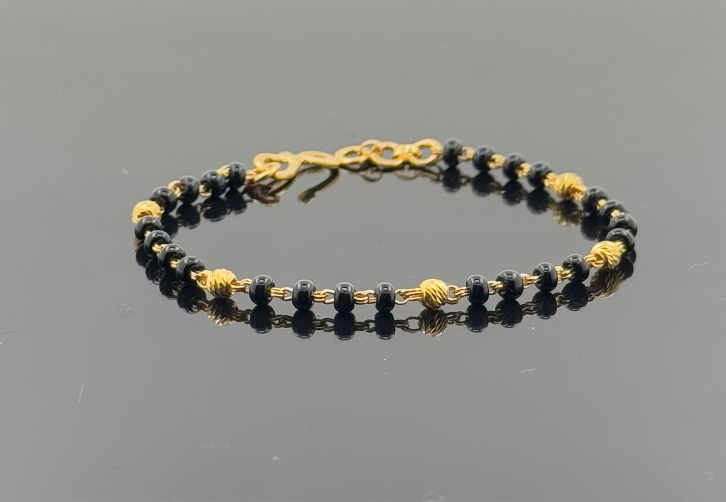 22k Children Black Bead  Bracelet BBB40