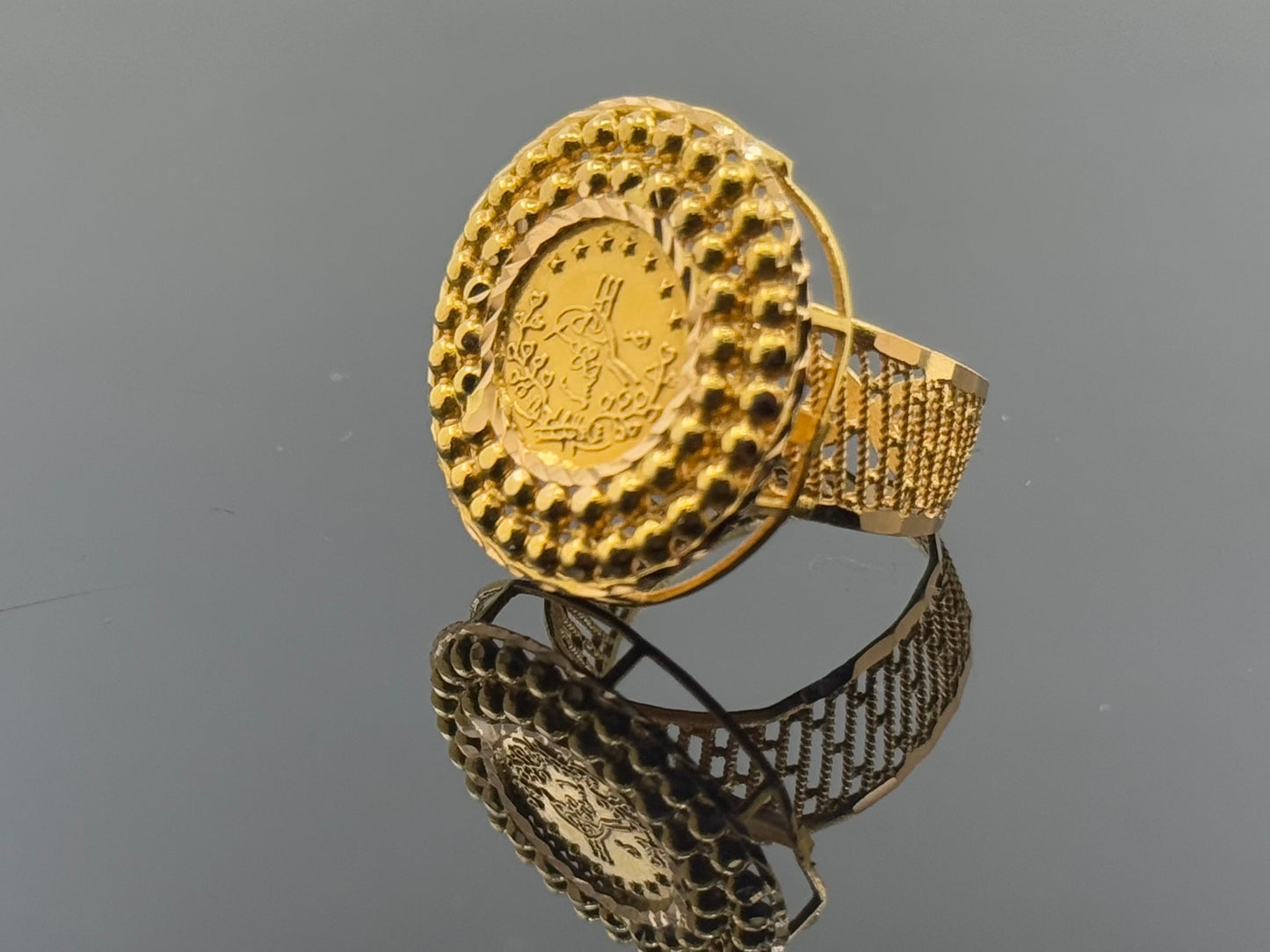 18k Elegant Ladies Turkish Coin Ring gr1386