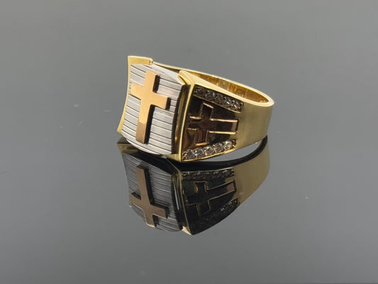 18k Elegant Men Christian Cross Ring gr1341