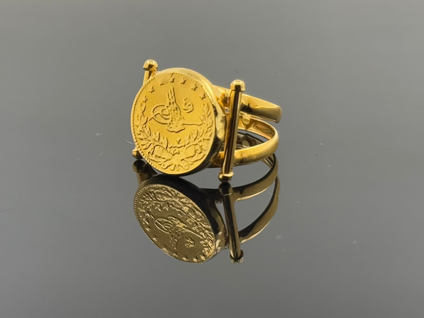 18k Elegant Ladies Turkish Coin Ring gr1388