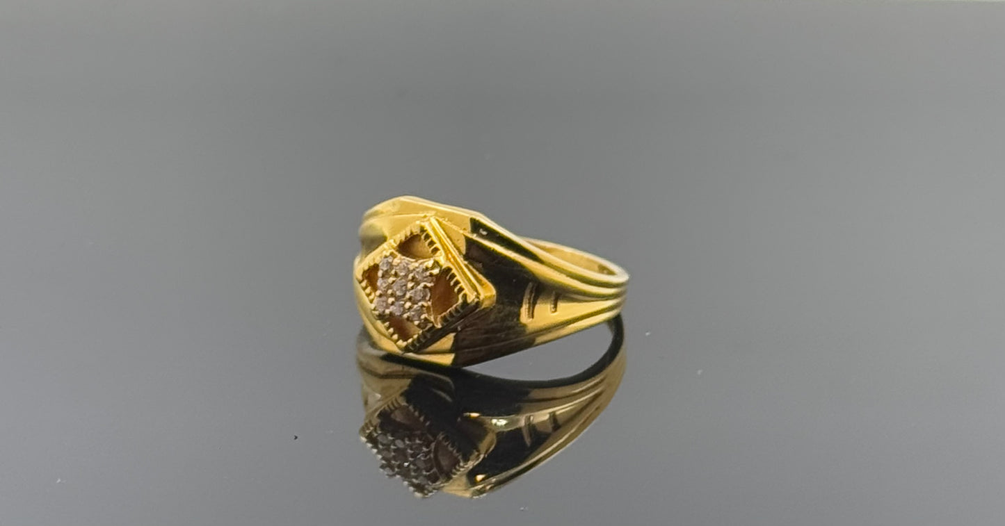 22k Elegant Men Geometric Ring With Stones  gr1414