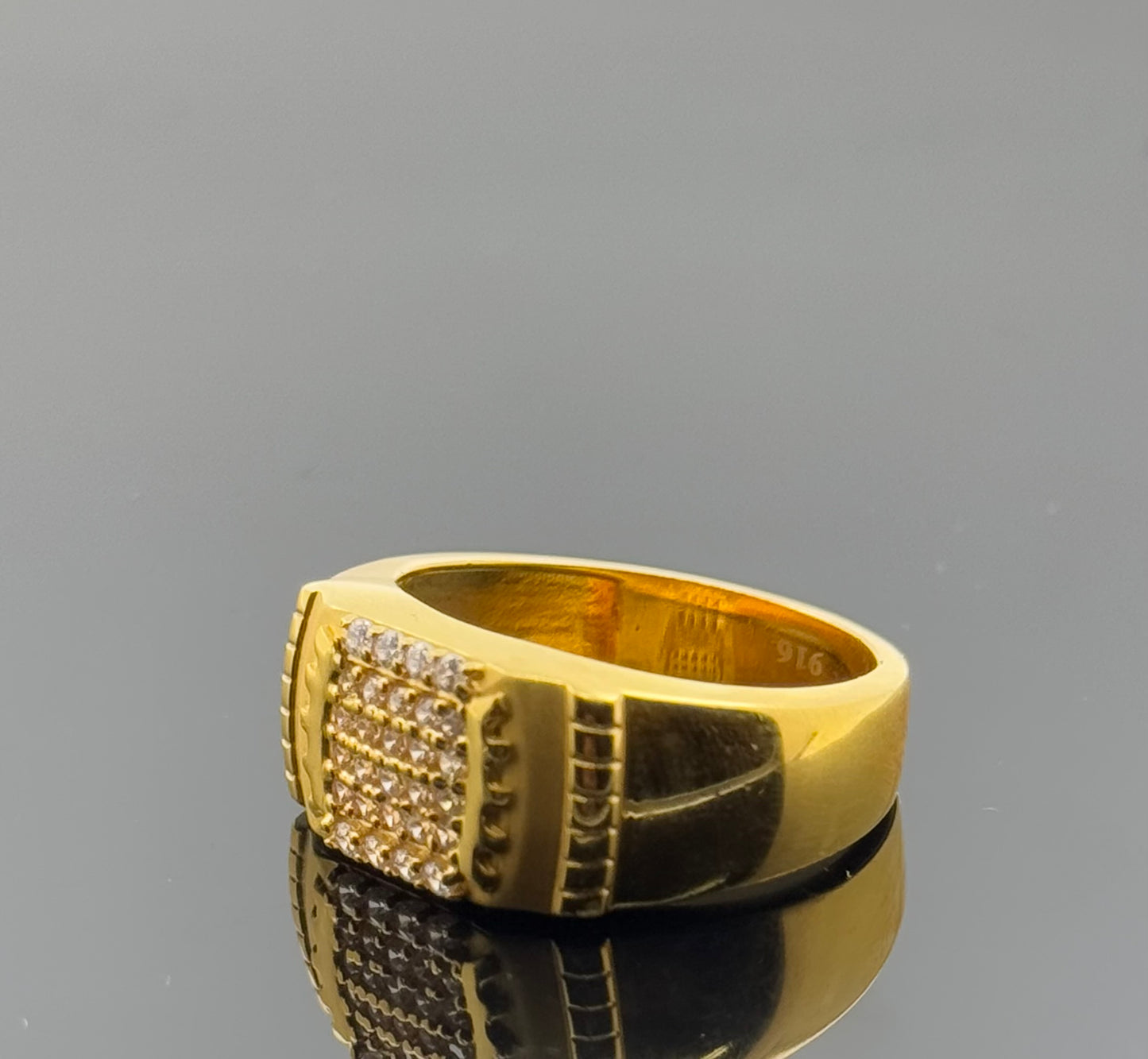 22k Elegant Men Geometric Ring with Stones gr1423