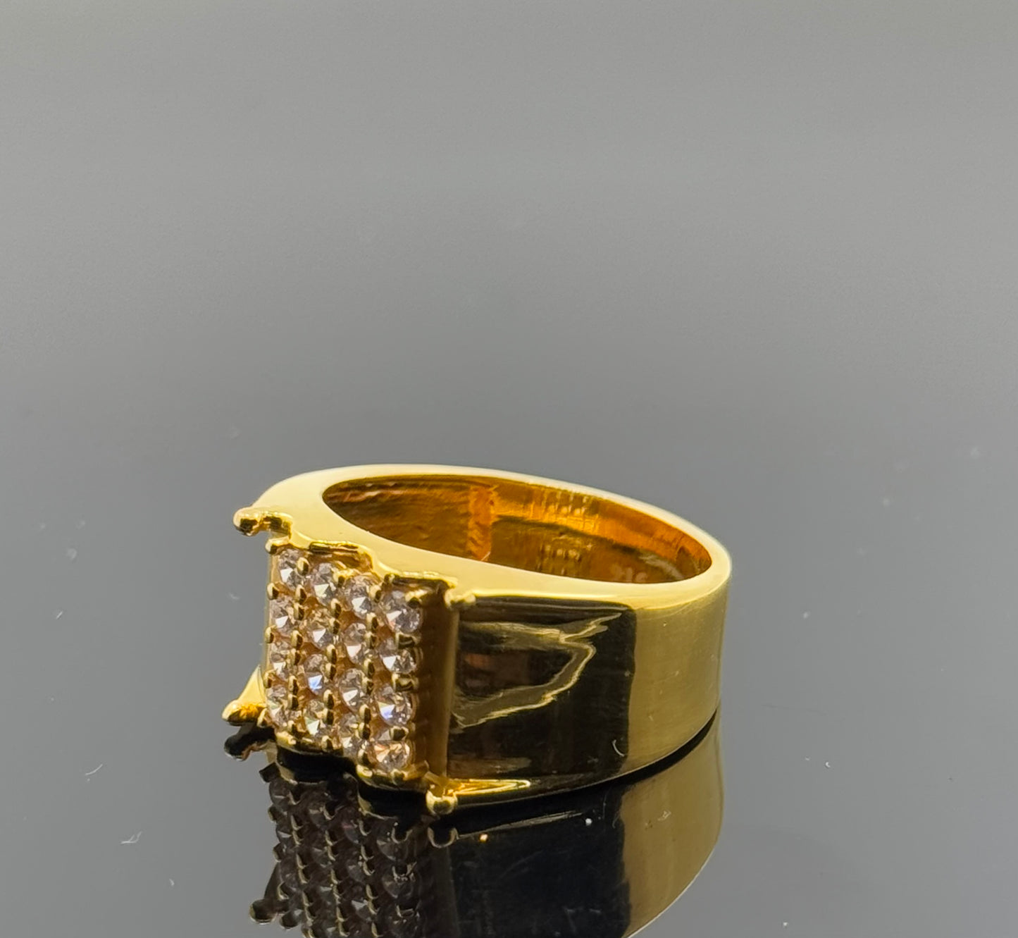 22k Elegant Men Geometric Ring with Stones gr1430