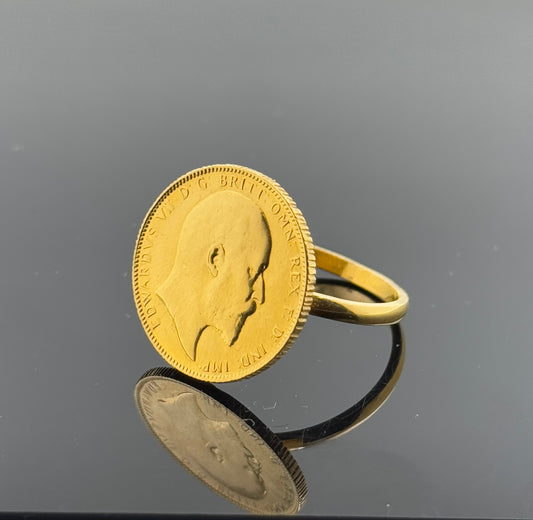 22k Elegant Men Round King Geroge Coin Ring 1460