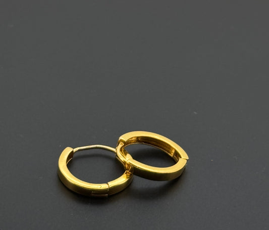 22K Classic Plain High \Polished Hoop Earrings ME15