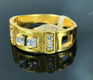 22k Ring Solid Gold ELEGANT Charm Men Band SIZE 10.25 "RESIZABLE" r2589mon - Royal Dubai Jewellers