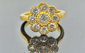 22k Ring Solid Gold ELEGANT Charm Floral Stone Band SIZE 8 "RESIZABLE" r2111 - Royal Dubai Jewellers