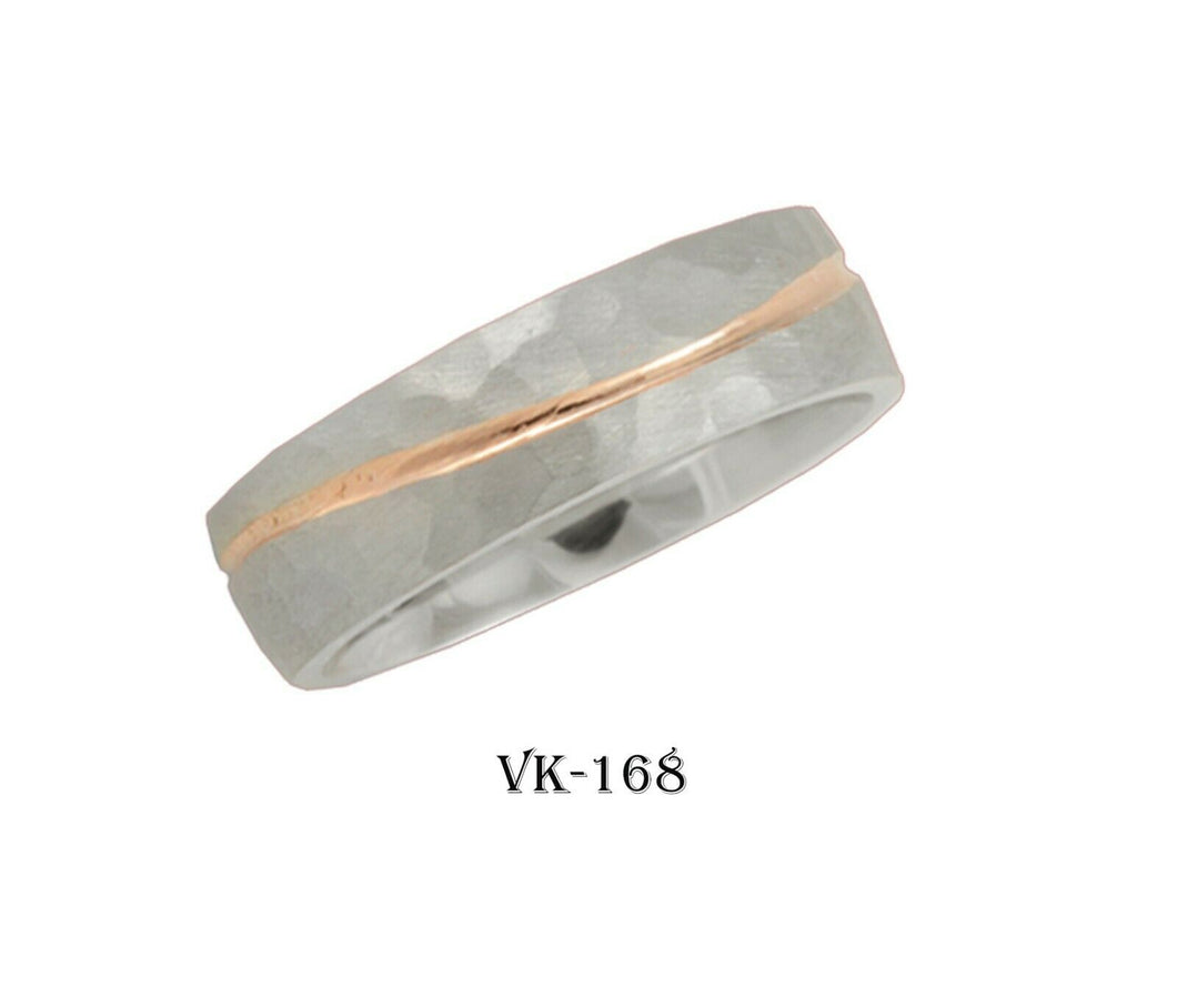 14k Solid Gold Elegant Ladies Modern Hammered Finish Flat Band Ring VK168v - Royal Dubai Jewellers