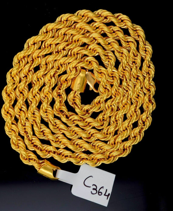 22k Jewelry Yellow Gold Rope Chain Solid Rope Necklace Modern Design 24