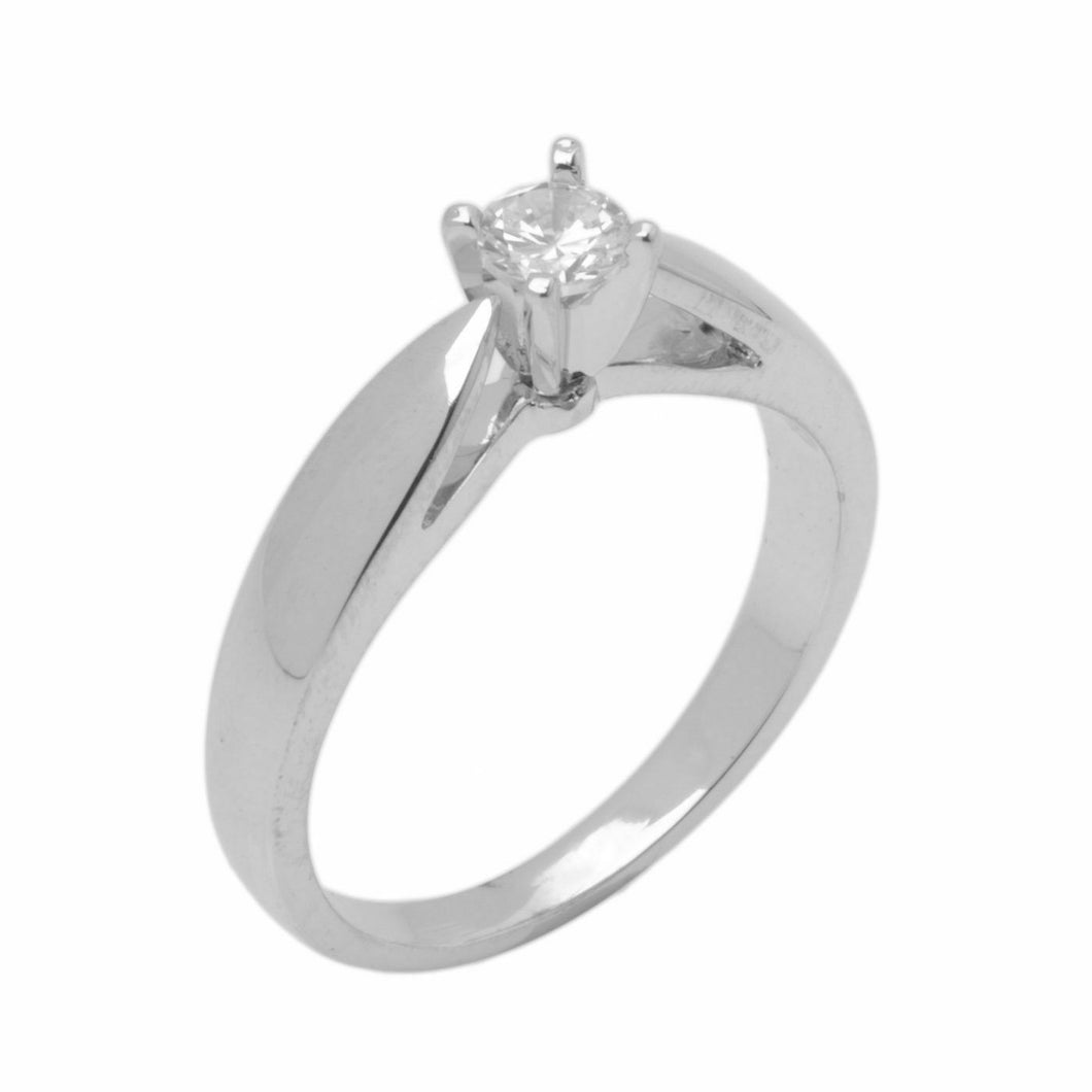 18k Solid Gold Elegant ladies Modern Tapered Round Solitaire Ring D2106v - Royal Dubai Jewellers