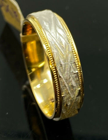 18k Ring Solid Gold Ring Elegant Two Tone Ladies Simple Band R2355z - Royal Dubai Jewellers