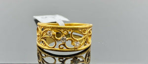 22k Ring Solid Gold ELEGANT Charm Ladies Filigree Band SIZE 7.5"RESIZABLE" r2316 - Royal Dubai Jewellers