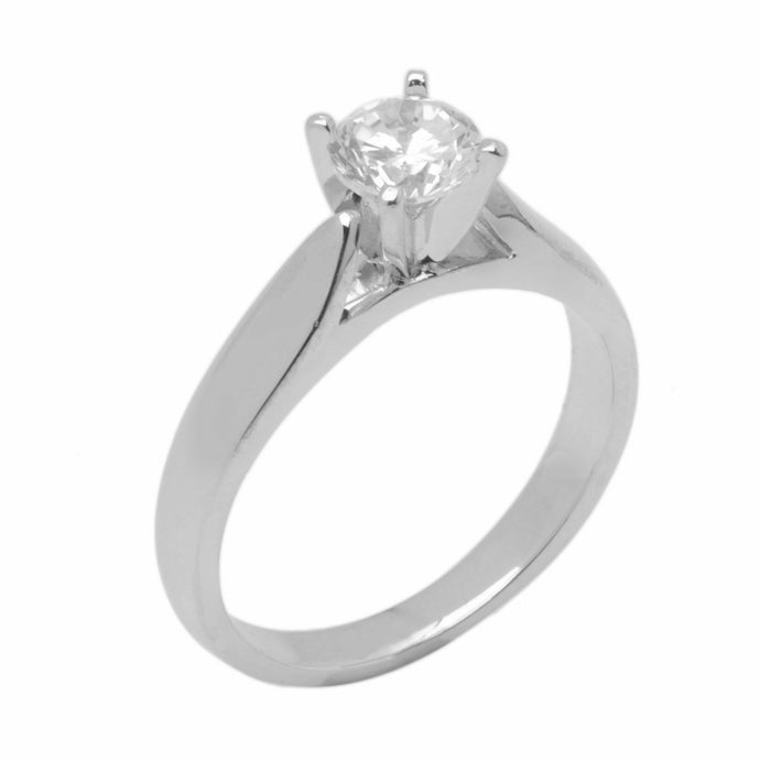 14k Solid Gold Elegant Ladies Modern Reverse Tapered Round Solitaire Ring D2021v - Royal Dubai Jewellers