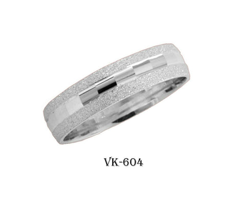 18k Solid Gold Elegant Ladies Modern Stipple Finish Flat Band 5mm Ring VK604v(W) - Royal Dubai Jewellers