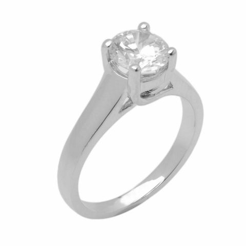 18k Solid Gold Elegant ladies Modern Tapered Round Solitaire Ring D2115v - Royal Dubai Jewellers