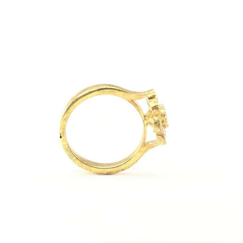 22k Ring Solid Gold ELEGANT Charm Floral Stone Band SIZE 8 "RESIZABLE" r2111 - Royal Dubai Jewellers