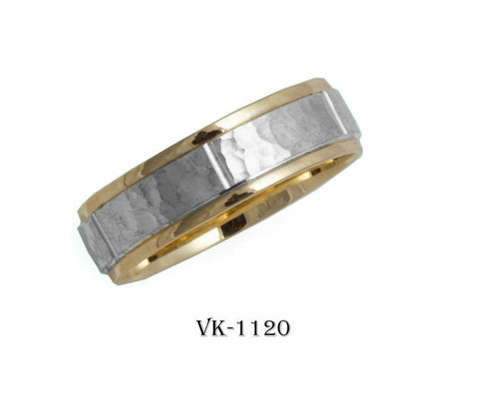 18k Solid Gold Elegant Ladies Modern Shiny Hammered Flat Band 6mm Ring VK1120v - Royal Dubai Jewellers