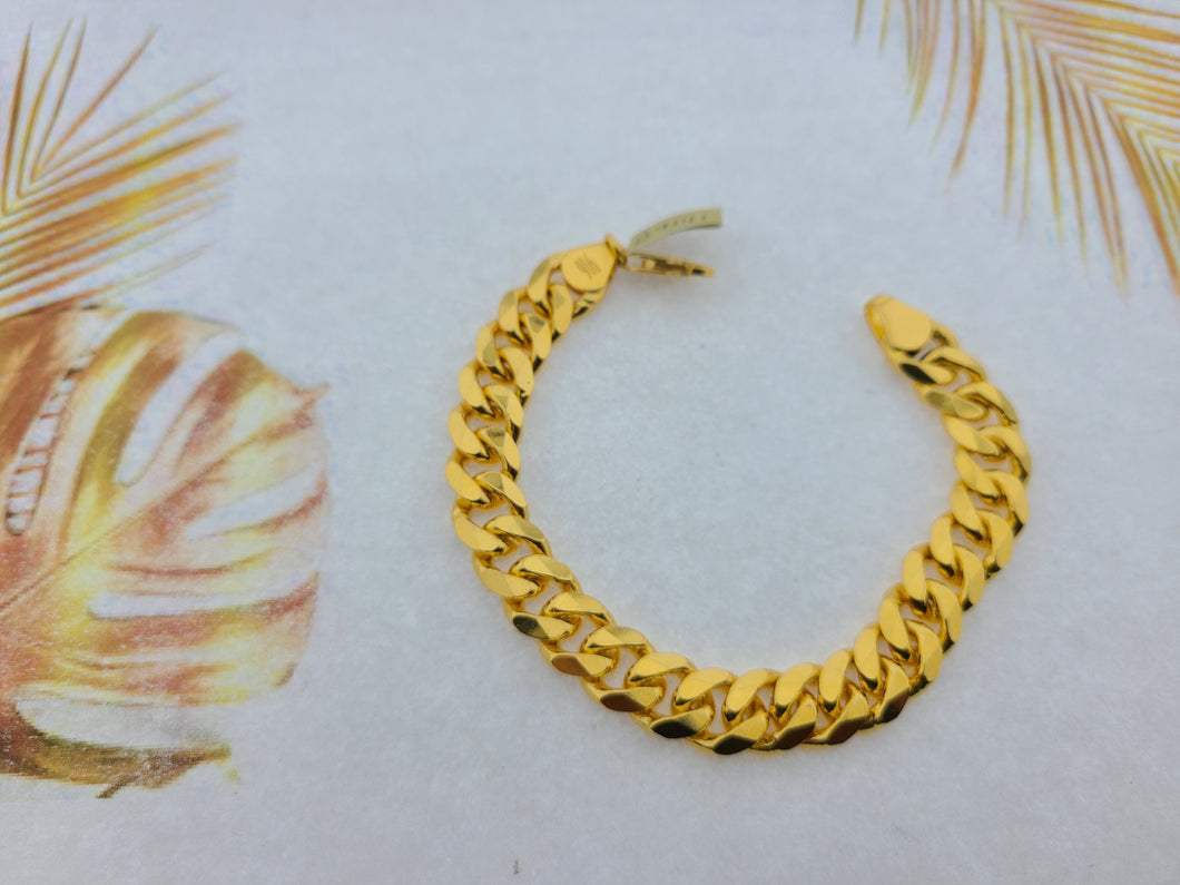 Broad 22k Gold Double Cuban Chain Gold Bracelet| Raj Jewels
