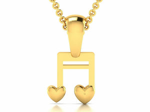 22k Pendant Solid Yellow Gold Ladies Jewelry Elegant Music Note Design GP15 - Royal Dubai Jewellers