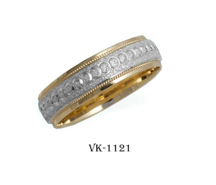 18k Solid Gold Elegant Ladies Modern Shiny Stipple Flat Band 6MM Ring VK1121v - Royal Dubai Jewellers