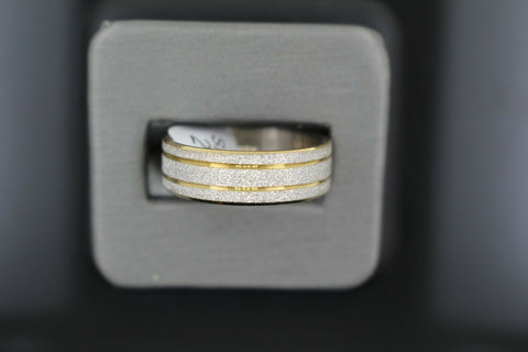 18k Solid Gold Elegant Ladies Modern Shiny SandStone Finish Band Ring R9113m - Royal Dubai Jewellers