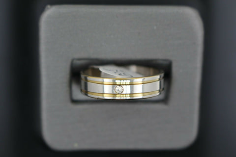 18k Solid Gold Elegant Ladies Modern Zirconia Shiny Finish Band Ring R9290m - Royal Dubai Jewellers