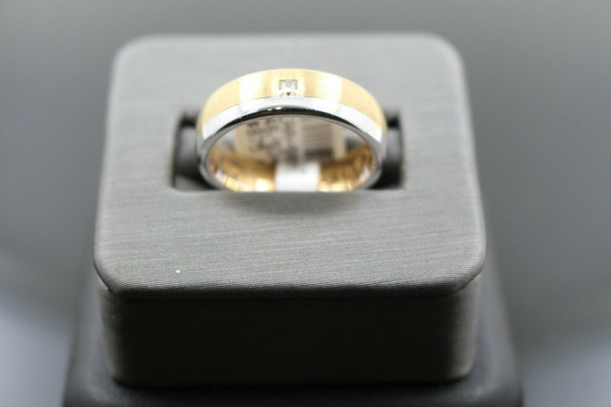 18k Solid Gold Elegant Ladies Modern Zirconia Shiny Finish Band Ring R9467m - Royal Dubai Jewellers