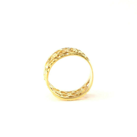 22k Ring Solid Gold ELEGANT Charm Ladies Floral Ring SIZE 7 "RESIZABLE" r2097 - Royal Dubai Jewellers