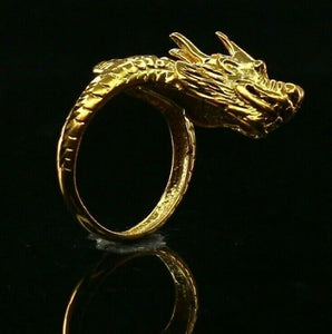 22k Ring Solid Gold ELEGANT Charm Mens Dragon Band SIZE 8 "RESIZABLE" r2319 - Royal Dubai Jewellers