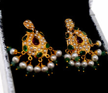 22k 22ct Solid Gold ELEGANT PEARL RUBY EMERALD STONE PENDANT SET EARRING s114 - Royal Dubai Jewellers