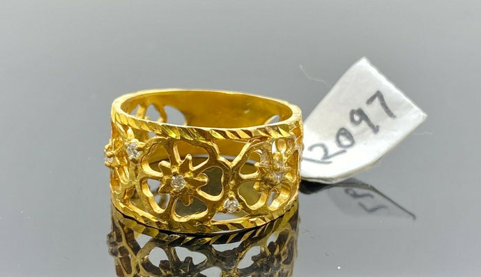 22k Ring Solid Gold ELEGANT Charm Ladies Floral Ring SIZE 7 