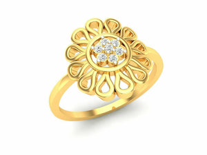 22k Solid Yellow Gold Ladies Jewelry Elegant Floral Design Ring CGR85 - Royal Dubai Jewellers