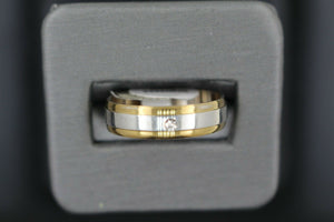 18k Solid Gold Elegant Ladies Modern Zirconia Shinny Finish Band Ring R9281m - Royal Dubai Jewellers