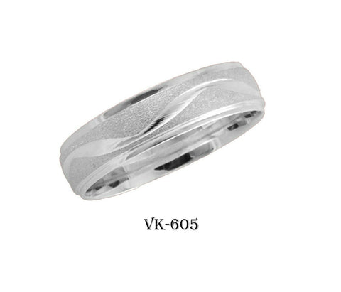 18k Solid Gold Elegant Ladies Modern Stone Finish Flat Band 5mm Ring VK605v(W) - Royal Dubai Jewellers