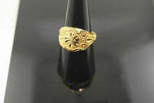 22k Ring Solid Gold ELEGANT STONE Ring with Diamond Cut Pattern "RESIZABLE" mf - Royal Dubai Jewellers