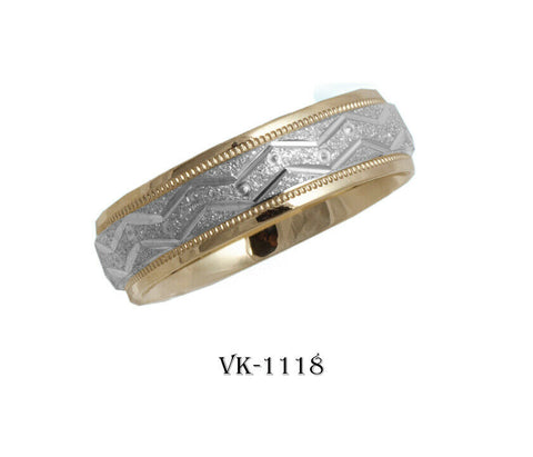 18k Solid Gold Elegant Ladies Modern Stipple Finish Flat Band 6MM Ring VK1118v - Royal Dubai Jewellers