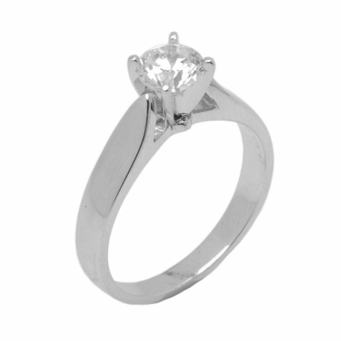 18k Solid Gold Elegant ladies Modern Reverse Tapered Round Solitaire Ring D2027v - Royal Dubai Jewellers