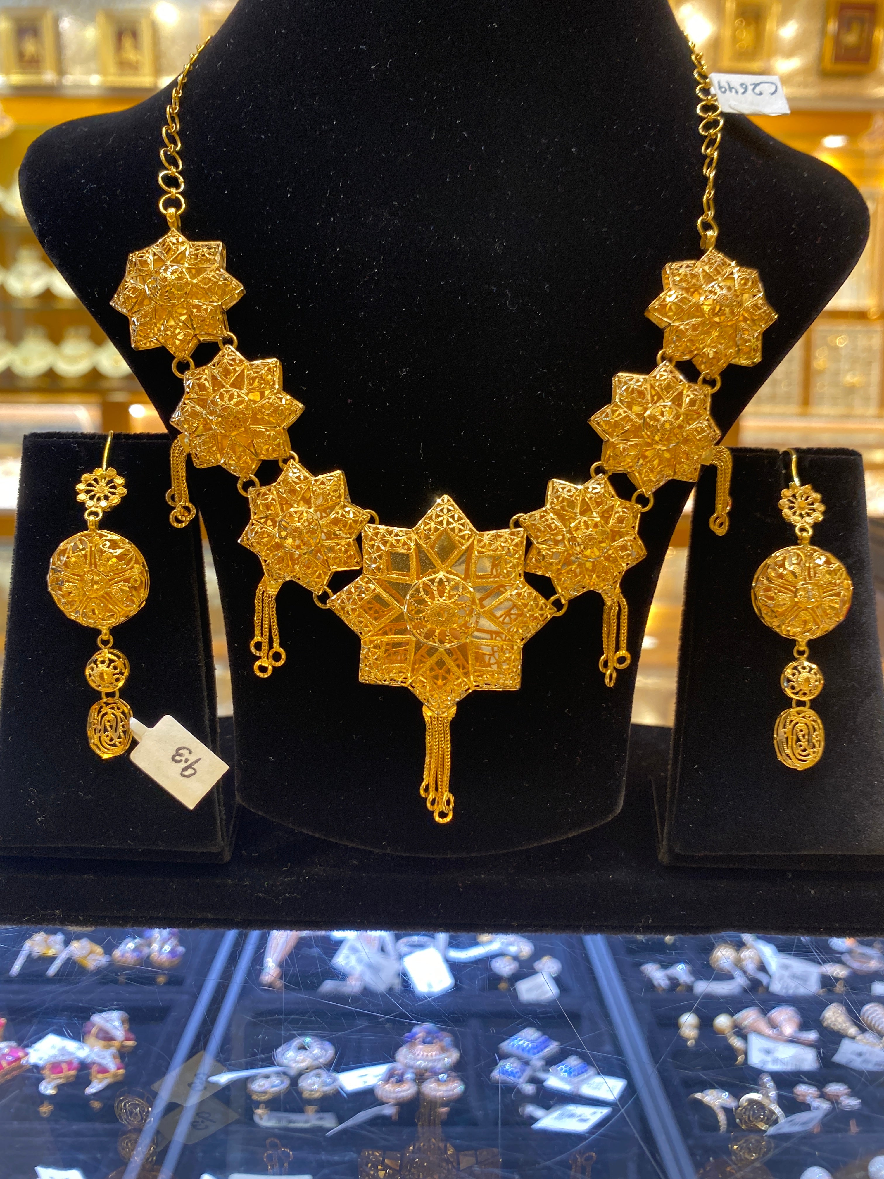 24k Gold Plated Dubai Jewelry Set Double Layer Flower Necklace CHD21396