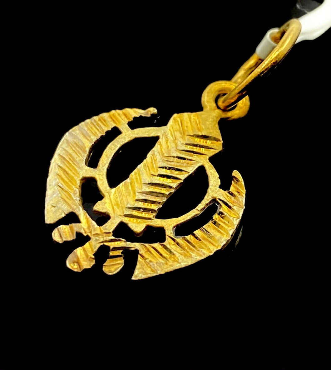 22k 22ct Solid Gold ELEGANT Simple Diamond Cut Religious Sikh Pendant P2046 - Royal Dubai Jewellers