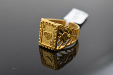 22k Ring Solid Gold ELEGANT Charm Mens Ace Heart Band SIZE 11 "RESIZABLE" r2385 - Royal Dubai Jewellers