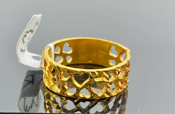 22k Ring Solid Gold Elegant Heart Shape Design Ladies Ring Size R2071 mon - Royal Dubai Jewellers