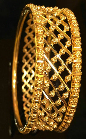 22k Bangle Solid Gold Diamond Cut Designer Bracelet Bangle Cuff 6 SIZES mf - Royal Dubai Jewellers