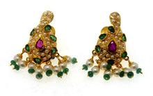 22k 22ct Solid Gold ELEGANT PEARL RUBY EMERALD STONE PENDANT SET EARRING s114 - Royal Dubai Jewellers