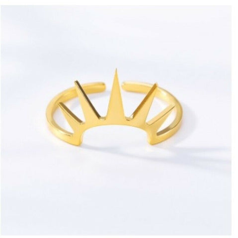 Ladies Solid Gold Ring Simple Lady Of Liberty Crown Design SM19 - Royal Dubai Jewellers