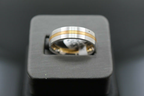 18k Solid Gold Elegant Ladies Modern Shiny Disc Finish Band Ring R9440m - Royal Dubai Jewellers