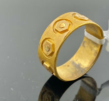 22k Ring Solid Gold ELEGANT Charm Mens Geometric Band SIZE 7.5 "RESIZABLE" r2343 - Royal Dubai Jewellers