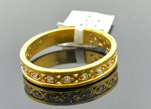 22k Ring Solid Gold ELEGANT Charm Ladies Stone Band SIZE 7 "RESIZABLE" r2337z - Royal Dubai Jewellers