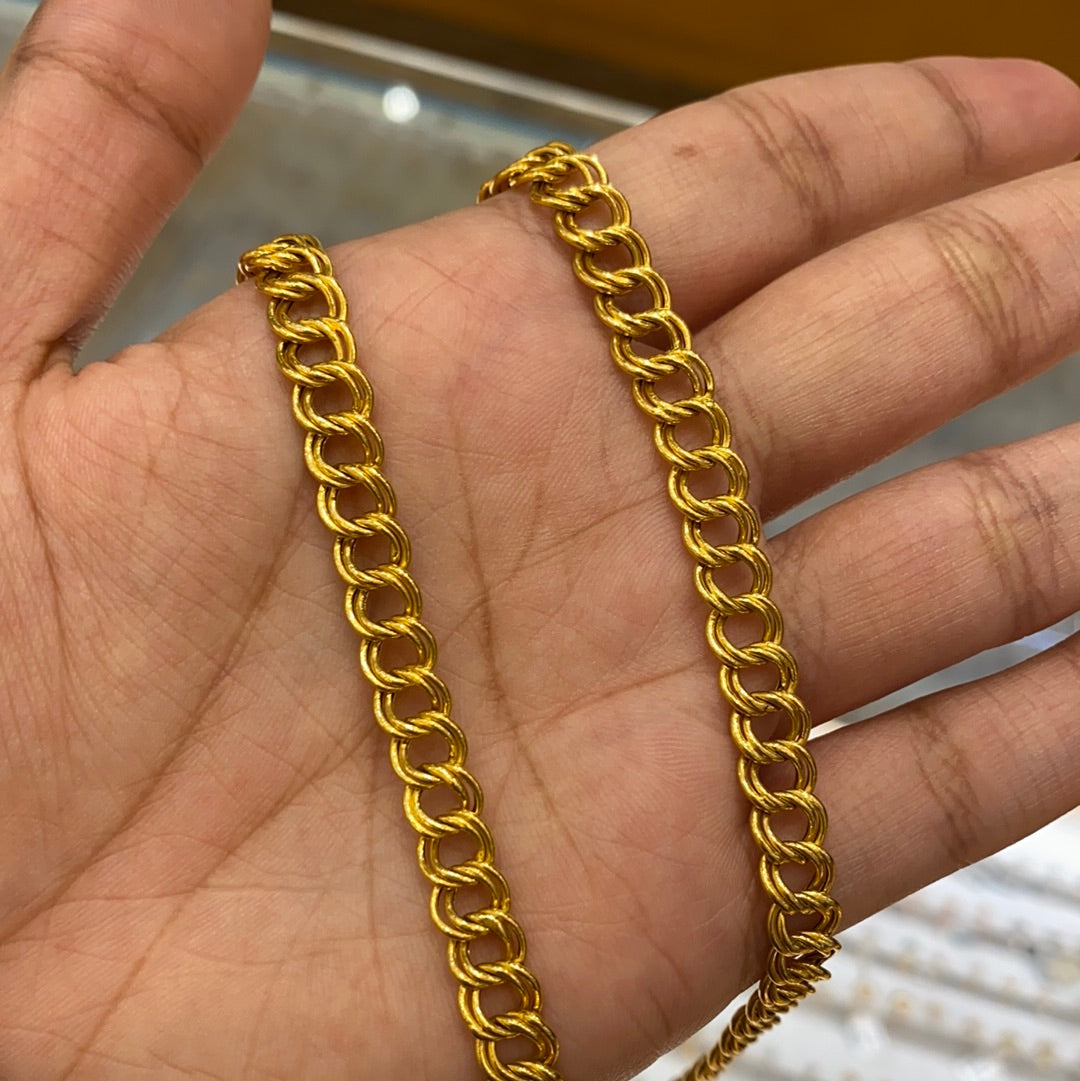 22K Yellow Gold Long Cuban Link Chain